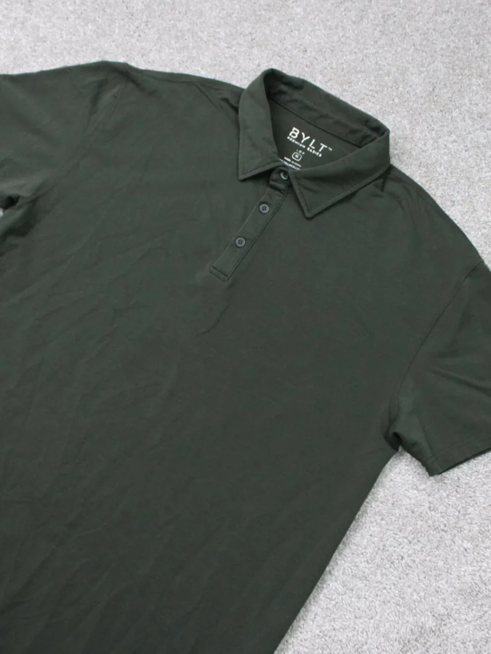 BYLT Lux Polo Shirt Mens XL Green XDC Drop Cut Stretch Short Sleeve Pullover